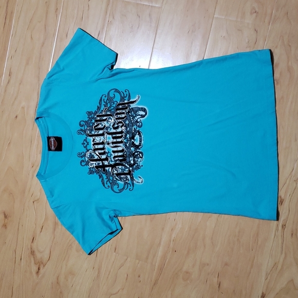 ❤ HARLEY-DAVIDSON | Live to Ride. Ride to Live. TEAL T-Shirt - Picture 1 of 11